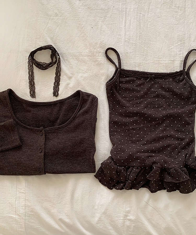 【SET】ドットキャミソール カーディガン