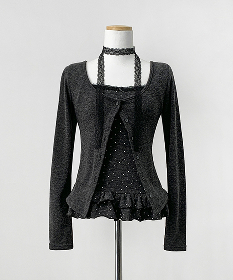 【SET】ドットキャミソール カーディガン