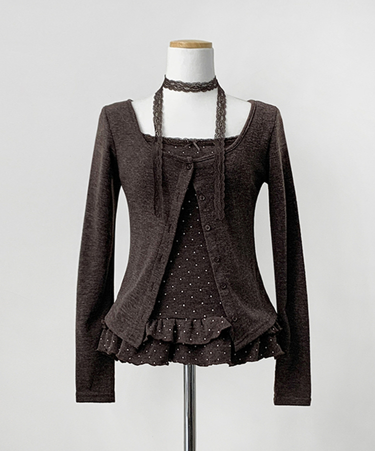 【SET】ドットキャミソール カーディガン