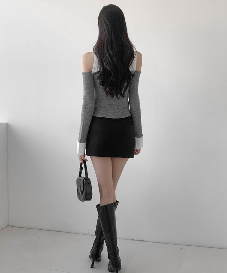 バイカラーショルダースリットブラウス MELANGE