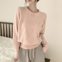 ラウンドウールデイリーニット(5color) PINK