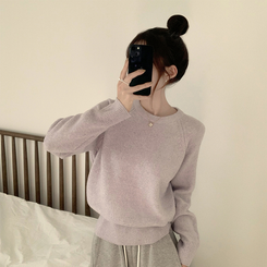 ラウンドウールデイリーニット(5color) PURPLE