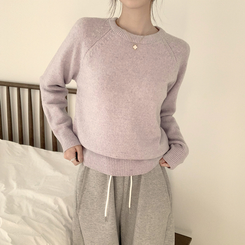 ラウンドウールデイリーニット(5color) PURPLE