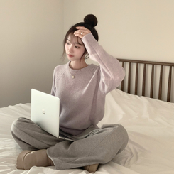 ラウンドウールデイリーニット(5color) PURPLE