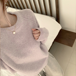 ラウンドウールデイリーニット(5color) PURPLE