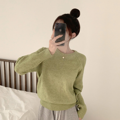 ラウンドウールデイリーニット(5color) OLIVE