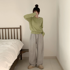 ラウンドウールデイリーニット(5color) OLIVE