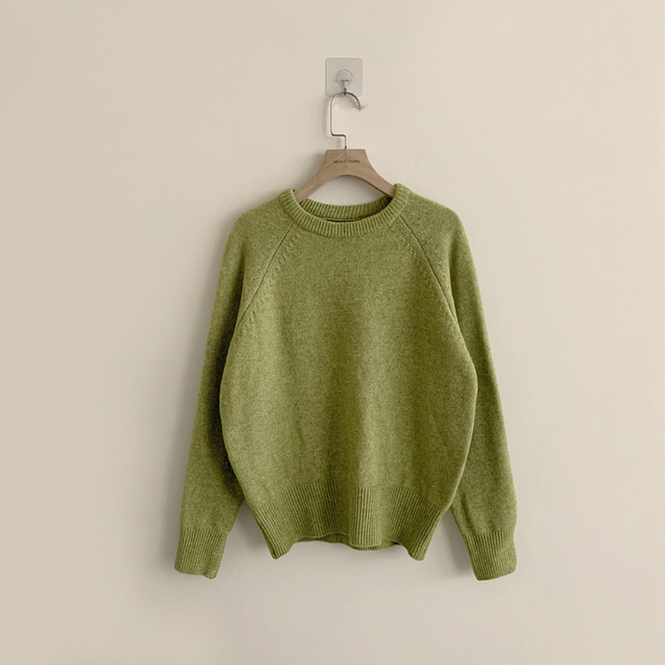 포근 오버핏 겨울 라운드 울 데일리 루즈핏 긴팔 니트 허리잘록 긴팔티