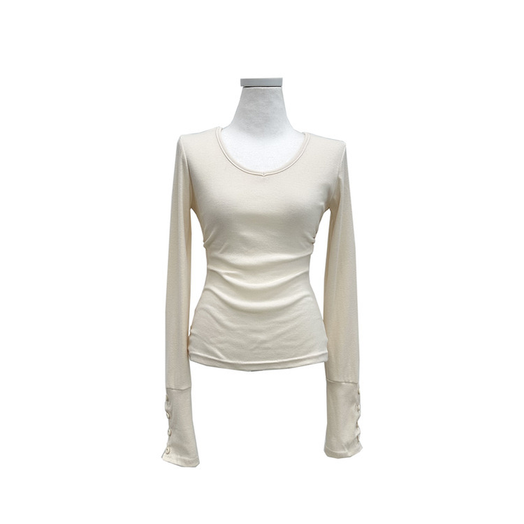 ボタン袖スリムデイリー長袖Tシャツ(7color)