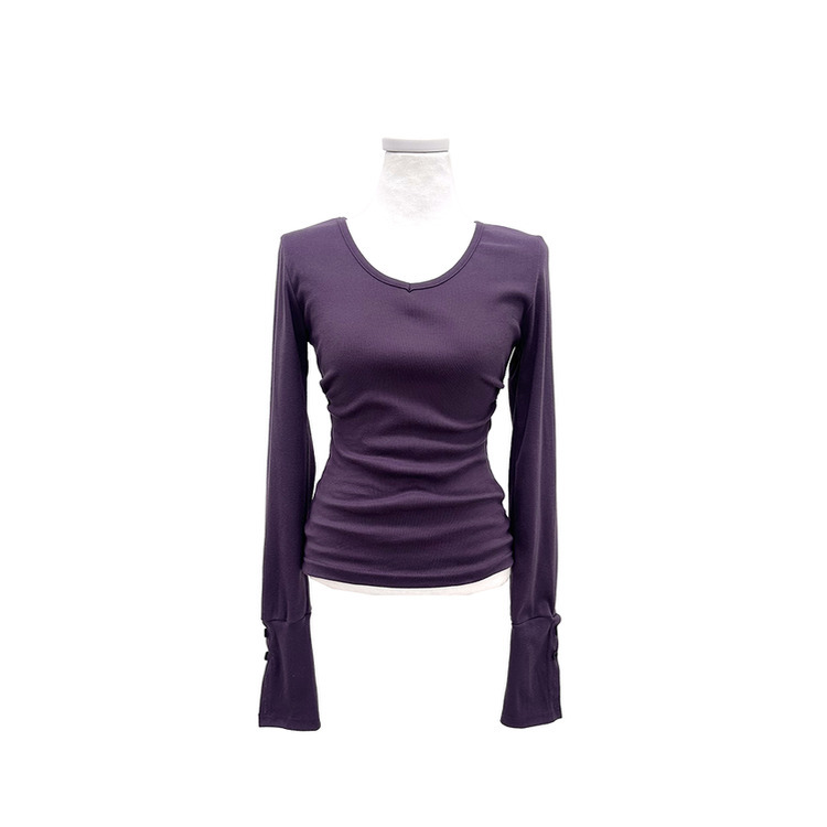 ボタン袖スリムデイリー長袖Tシャツ(7color)