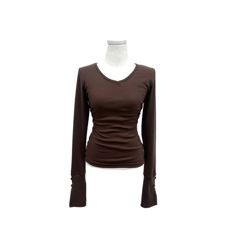 ボタン袖スリムデイリー長袖Tシャツ(7color)