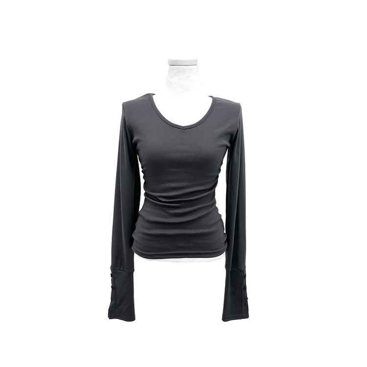 ボタン袖スリムデイリー長袖Tシャツ(7color)