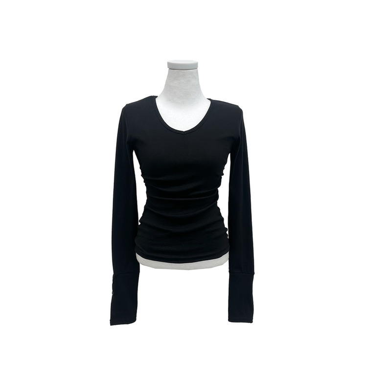 ボタン袖スリムデイリー長袖Tシャツ(7color)