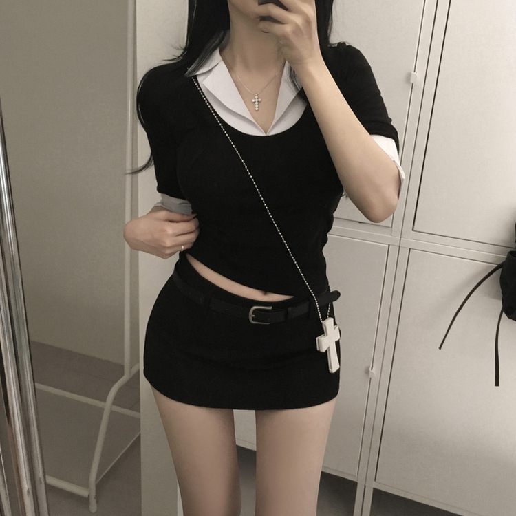 ムードスリムラインシャツ BLACK