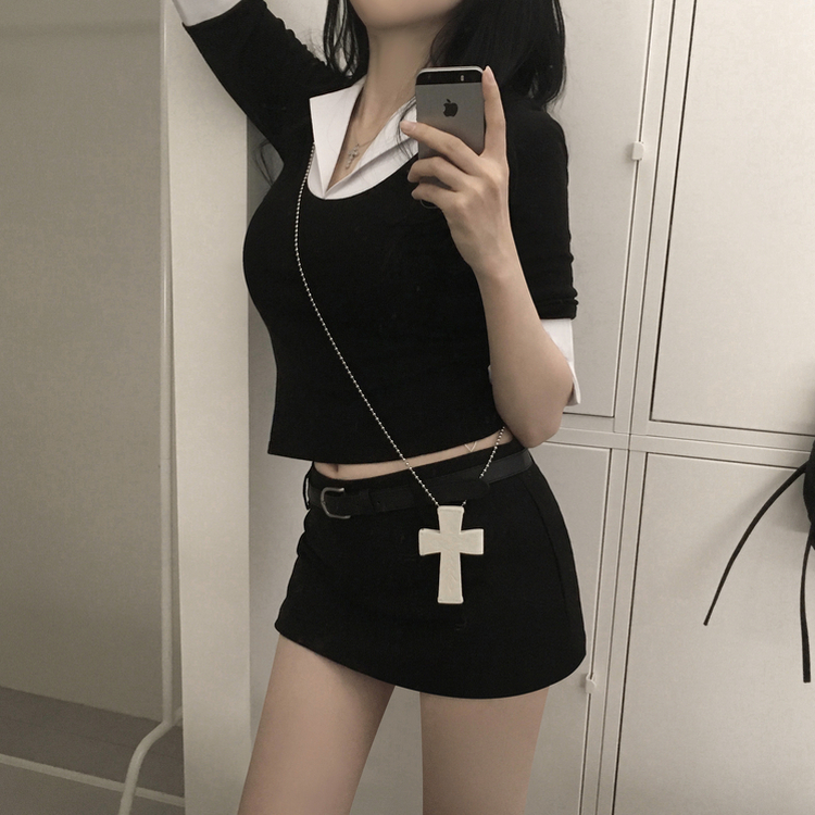 ムードスリムラインシャツ BLACK