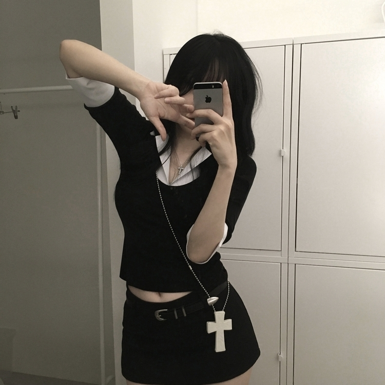 ムードスリムラインシャツ BLACK