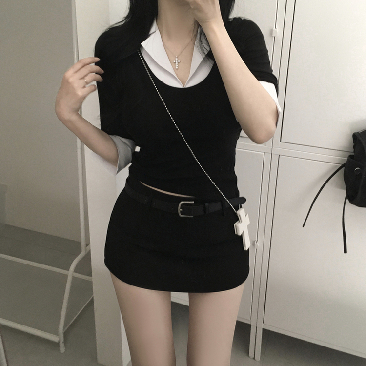 ムードスリムラインシャツ BLACK