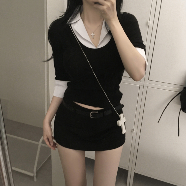 ムードスリムラインシャツ BLACK