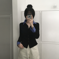 チェックシャツレイヤードカーディガン BLACK