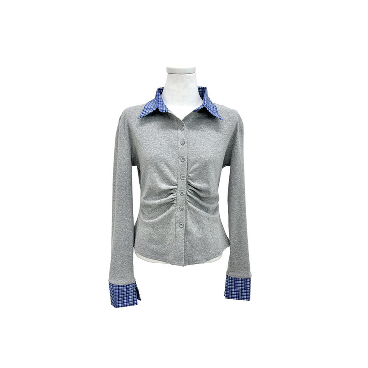 チェックシャツレイヤードカーディガン