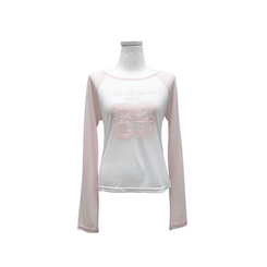 シースルーナンバーラグラン長袖Tシャツ