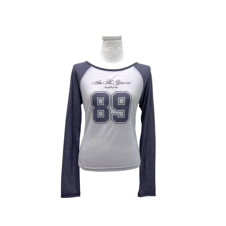 シースルーナンバーラグラン長袖Tシャツ
