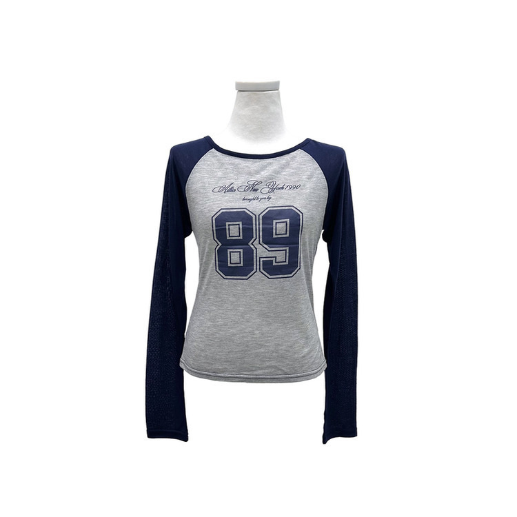 シースルーナンバーラグラン長袖Tシャツ
