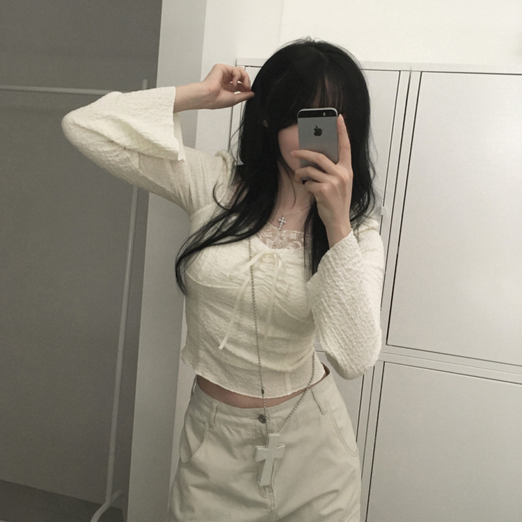 レースリボンパフブラウス BEIGE