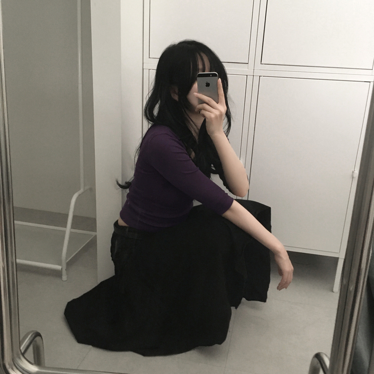 Uネックスリットスリム7分袖Tシャツ(6color) PURPLE