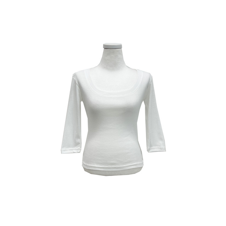 Uネックスリットスリム7分袖Tシャツ(6color)