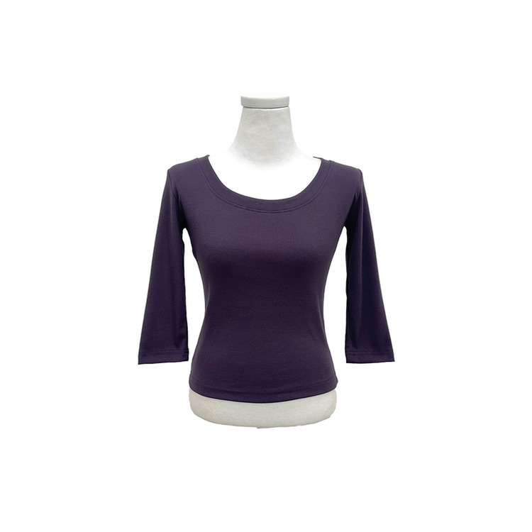 Uネックスリットスリム7分袖Tシャツ(6color)