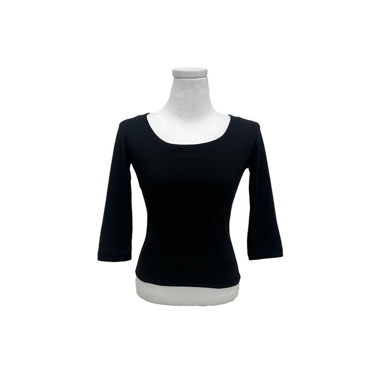 Uネックスリットスリム7分袖Tシャツ(6color)