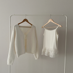 【SET】フリルキャミソール リボンニットカーディガン