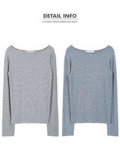 ストライプボートネックTシャツ