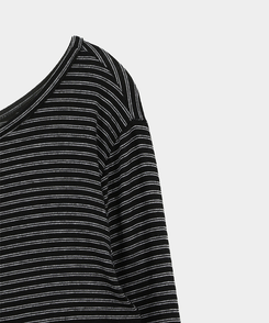 ストライプボートネックTシャツ