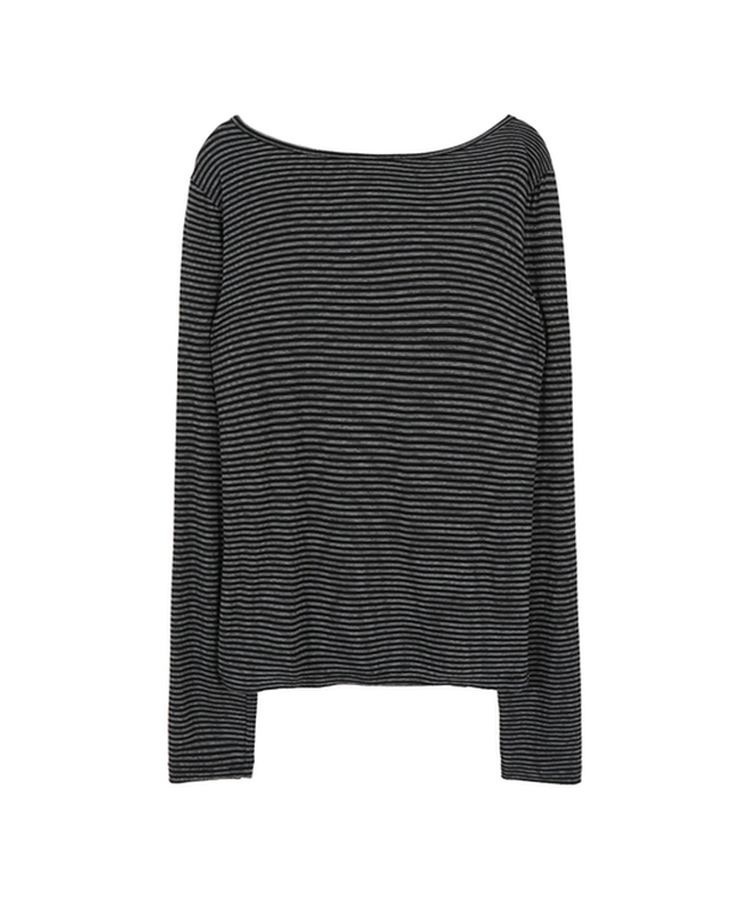 ストライプボートネックTシャツ