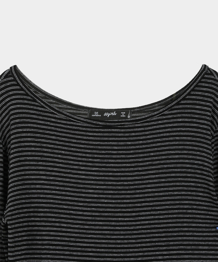 ストライプボートネックTシャツ