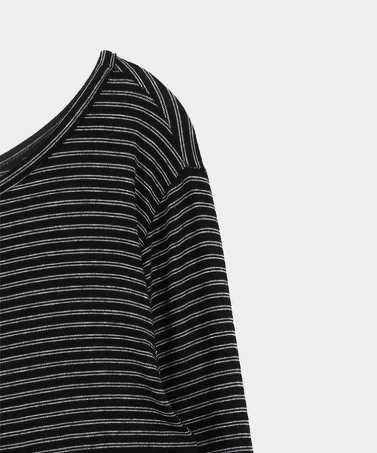 ストライプボートネックTシャツ