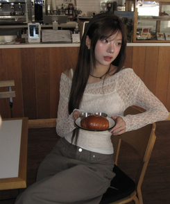 【SET】レースドレープブラウス キャミソール CREAM