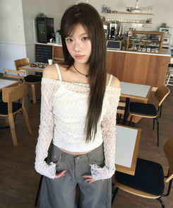 【SET】レースドレープブラウス キャミソール CREAM