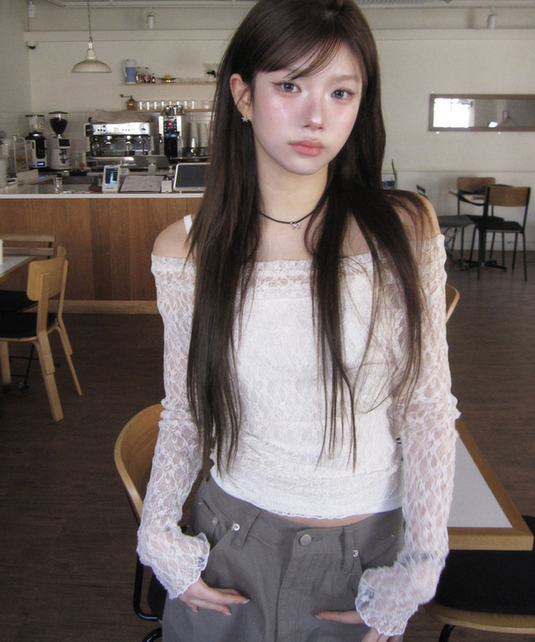 【SET】レースドレープブラウス キャミソール CREAM