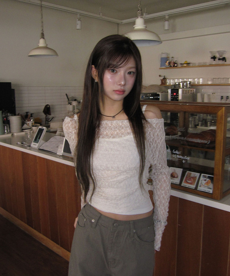 【SET】レースドレープブラウス キャミソール CREAM