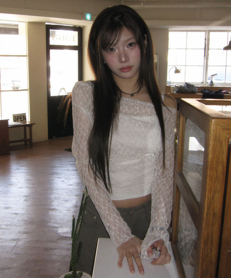 【SET】レースドレープブラウス キャミソール CREAM