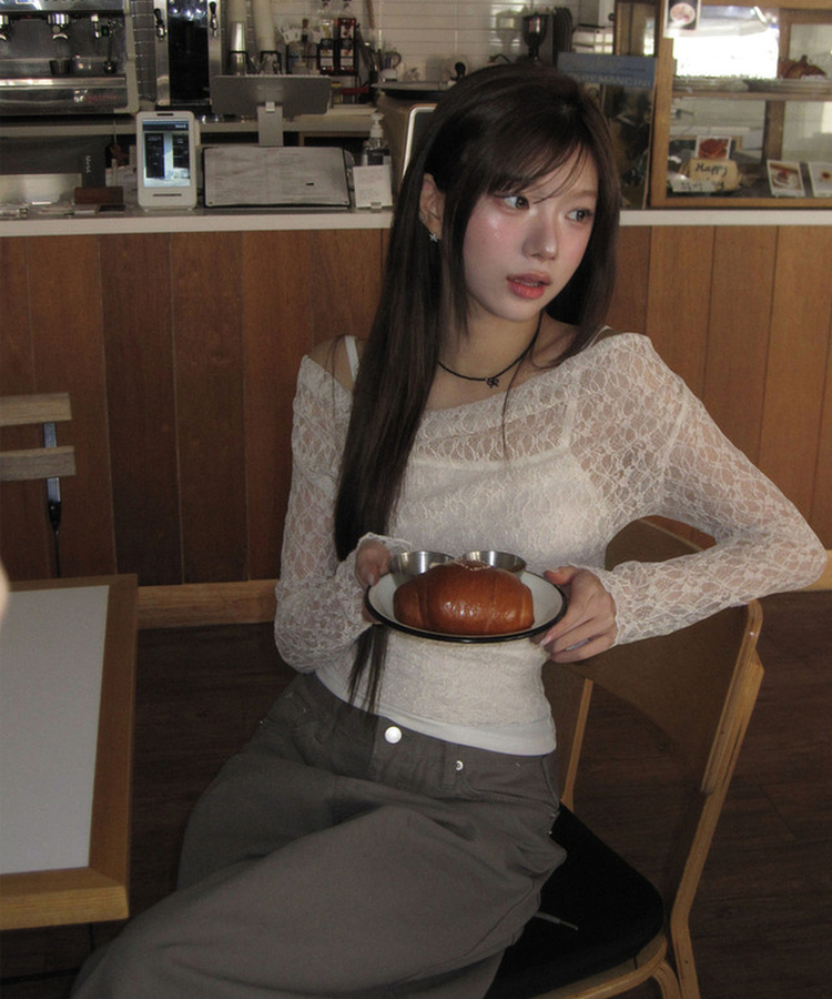 【SET】レースドレープブラウス キャミソール CREAM