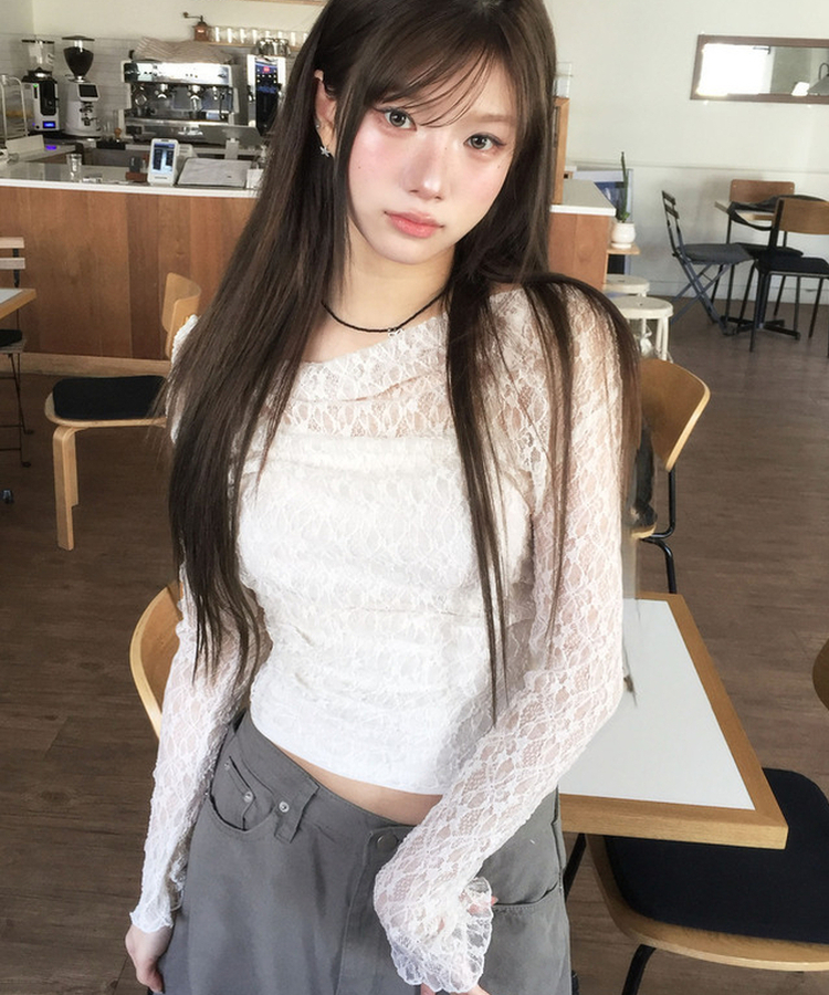 【SET】レースドレープブラウス キャミソール CREAM