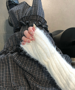 ビンテージチェックティアードミディスカート BLACK