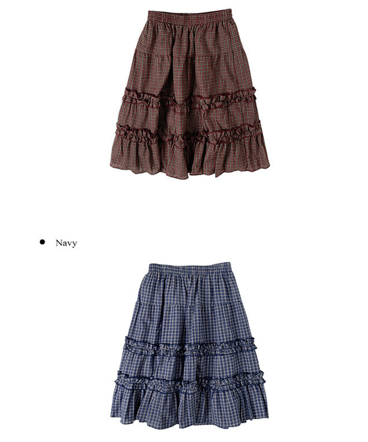 ビンテージチェックティアードミディスカート