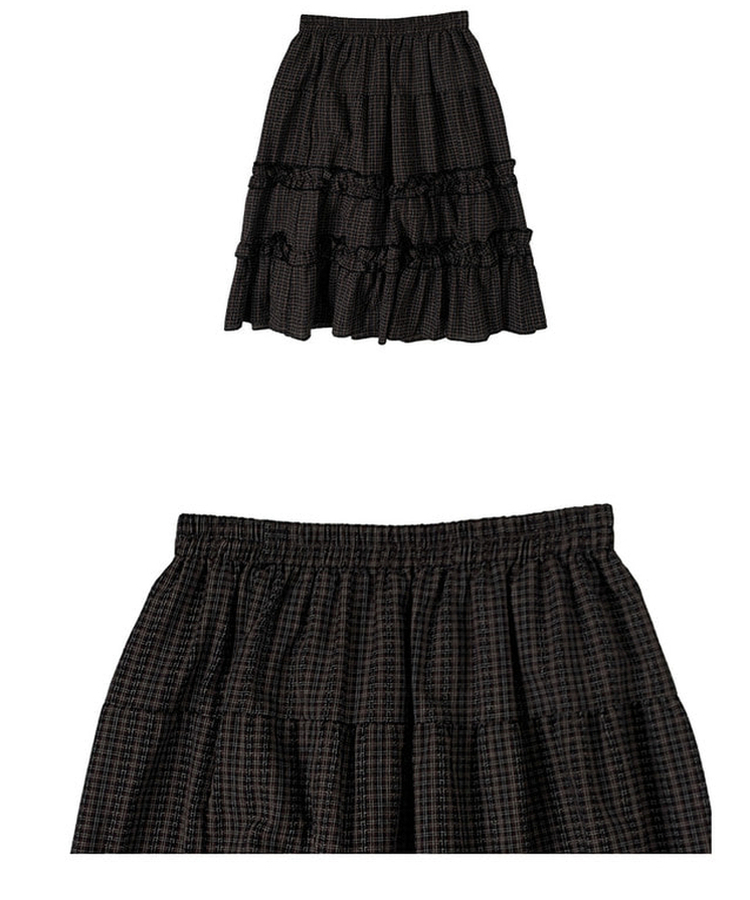 ビンテージチェックティアードミディスカート