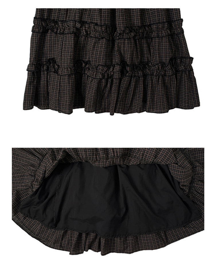 ビンテージチェックティアードミディスカート