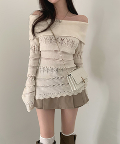 パンチングシースルーオフニット IVORY